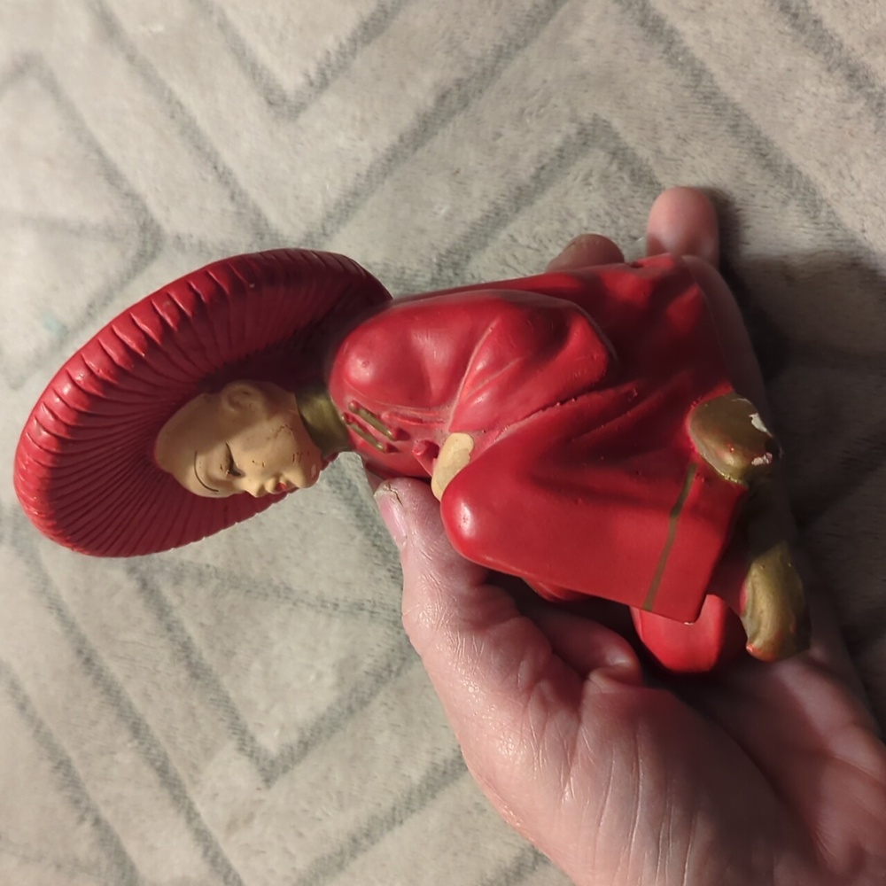 Dexter Mahnke 1950s Chalkware Figurines - Asian Couple Praying Hands, Red - Picture 9 of 12
